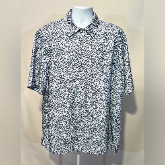 REUNION Men’s‎ cadet blue droplets design short sleeve shirt size L. - Picture 2 of 12